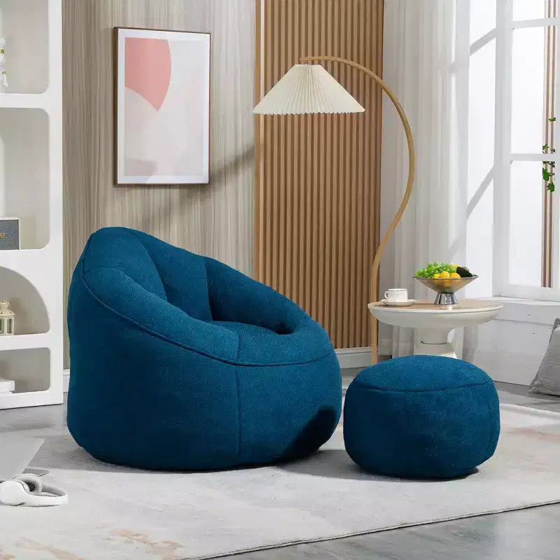 Pouf fauteuil en mousse haute densité avec repose-pieds - Microfibre, taille adulte