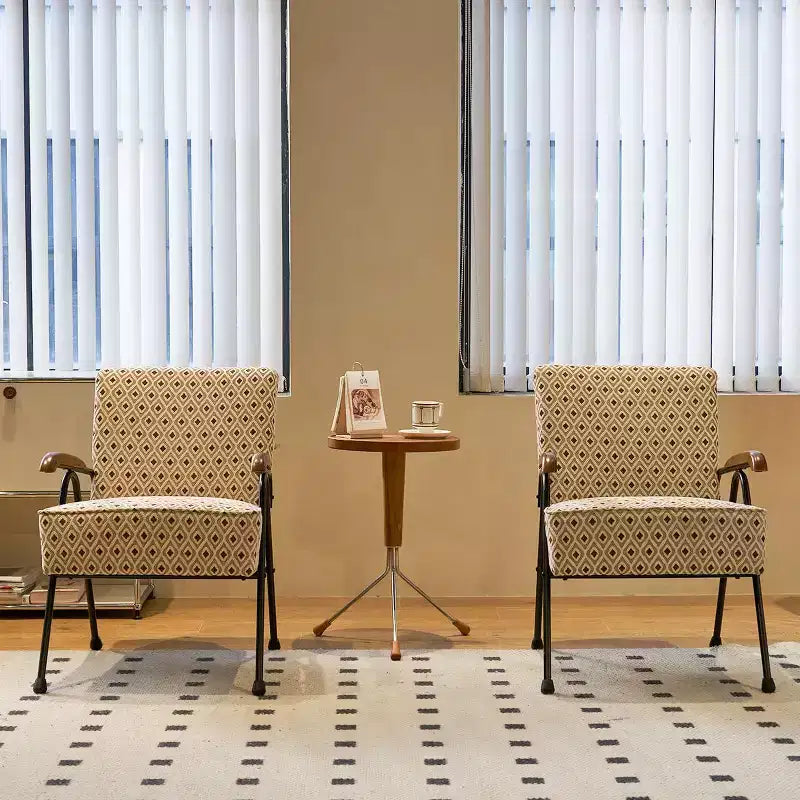 Fauteuil d'appoint moderne à dossier haut et accoudoirs - Tissu, piètement en métal en X, rembourrage doux