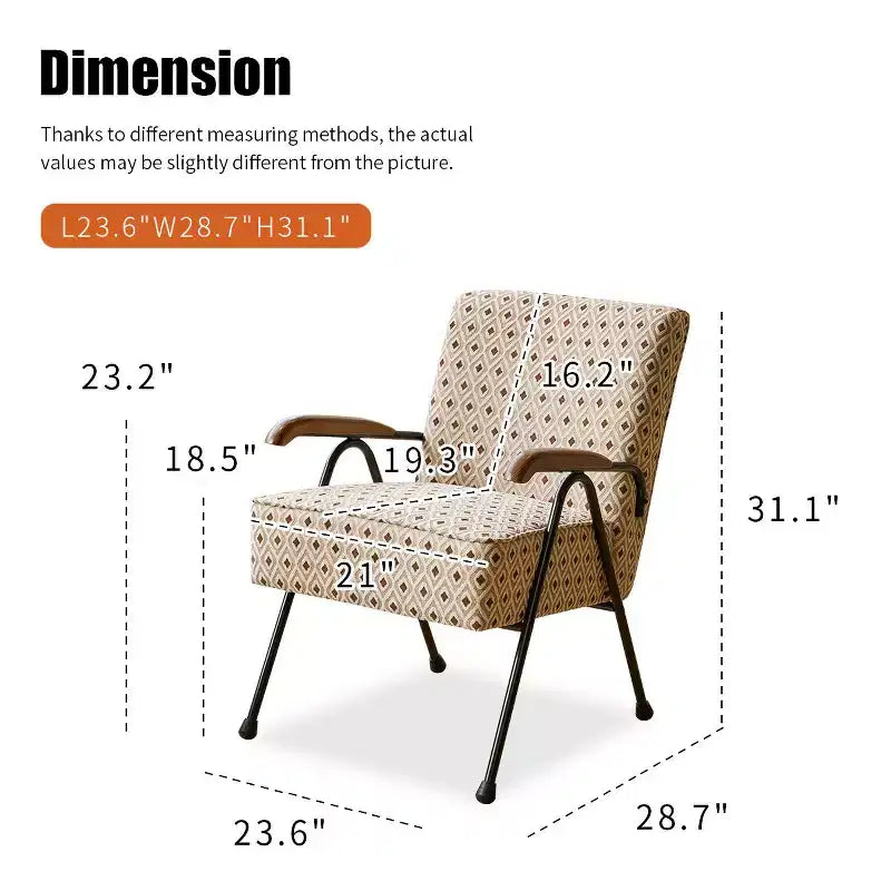 Fauteuil d'appoint moderne à dossier haut et accoudoirs - Tissu, piètement en métal en X, rembourrage doux