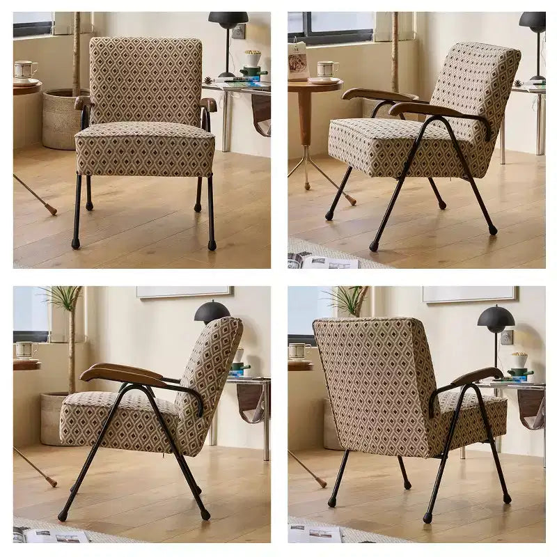 Fauteuil d'appoint moderne à dossier haut et accoudoirs - Tissu, piètement en métal en X, rembourrage doux