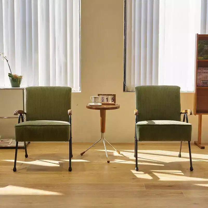Fauteuil d'appoint moderne à dossier haut et accoudoirs - Tissu, piètement en métal en X, rembourrage doux