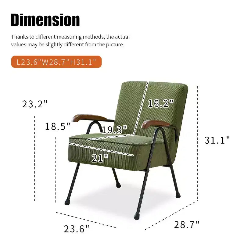 Fauteuil d'appoint moderne à dossier haut et accoudoirs - Tissu, piètement en métal en X, rembourrage doux