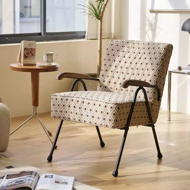 Fauteuil d'appoint moderne à dossier haut et accoudoirs - Tissu, piètement en métal en X, rembourrage doux