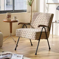Fauteuil d'appoint moderne à dossier haut et accoudoirs - Tissu, piètement en métal en X, rembourrage doux