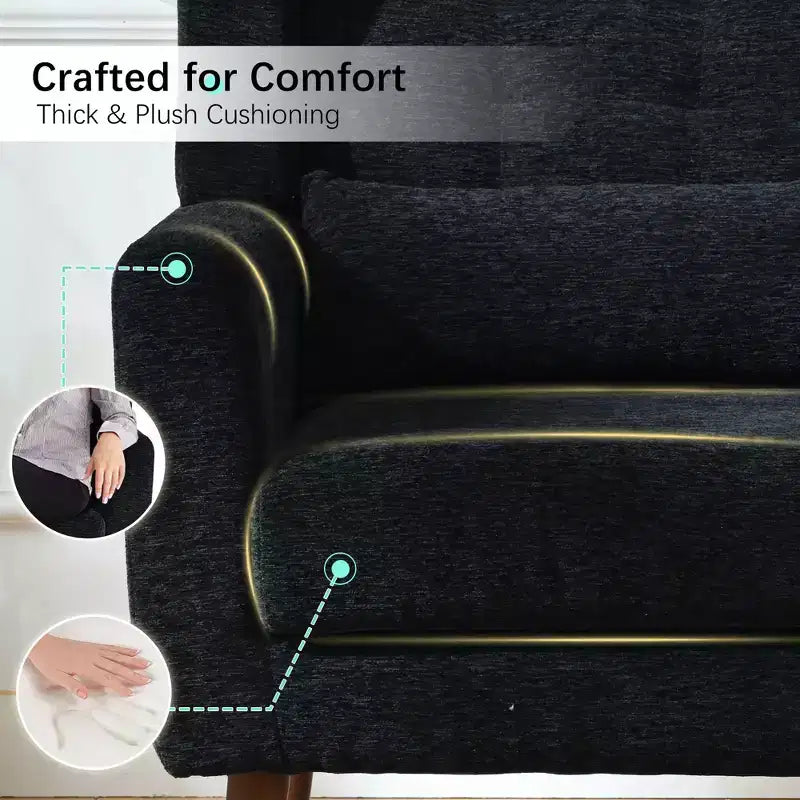 Fauteuil d'appoint en chenille - Fauteuil de salon moderne avec coussin, dossier ergonomique, pieds en bois fuselés