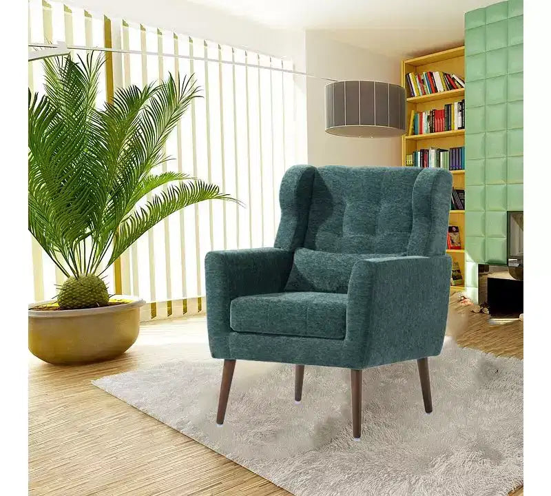 Fauteuil d'appoint en chenille - Fauteuil de salon moderne avec coussin, dossier ergonomique, pieds en bois fuselés