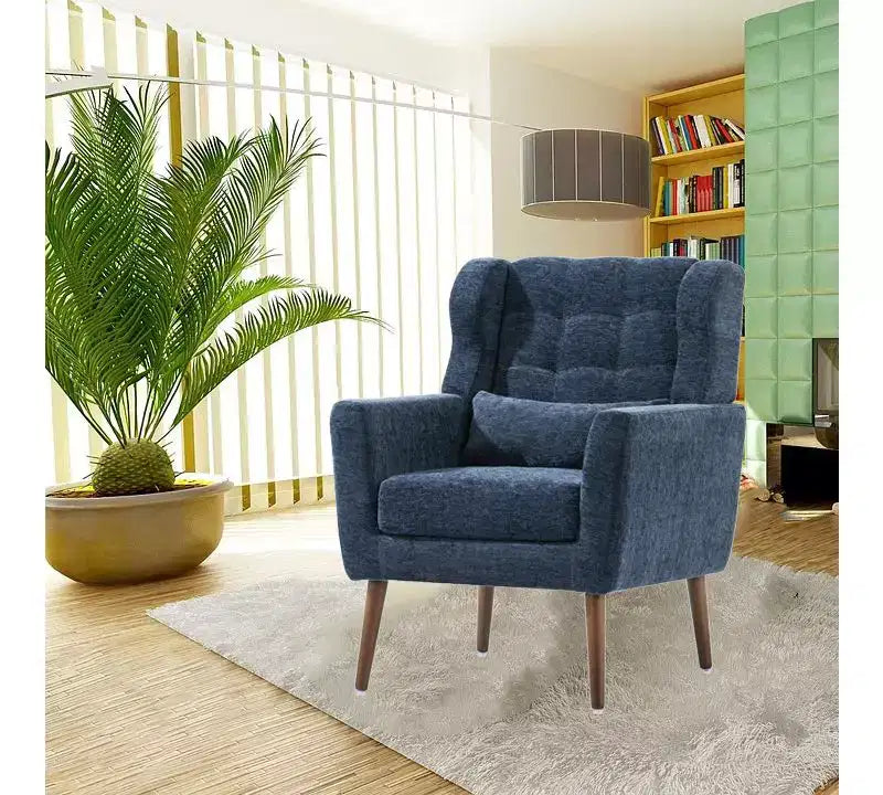 Fauteuil d'appoint en chenille - Fauteuil de salon moderne avec coussin, dossier ergonomique, pieds en bois fuselés