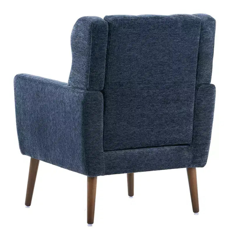 Fauteuil d'appoint en chenille - Fauteuil de salon moderne avec coussin, dossier ergonomique, pieds en bois fuselés
