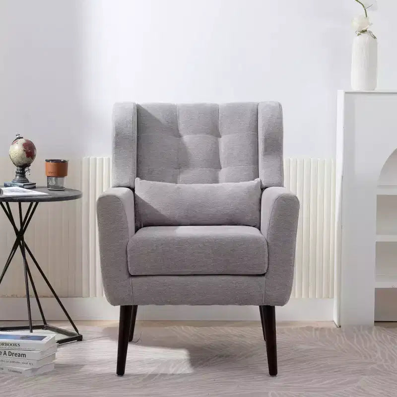 Fauteuil d'appoint en chenille - Fauteuil de salon moderne avec coussin, dossier ergonomique, pieds en bois fuselés