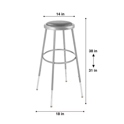 Lot de 2 tabourets réglables en hauteur de 81 à 99 cm gris - Revêtement en vinyle, structure en acier, sans accoudoirs