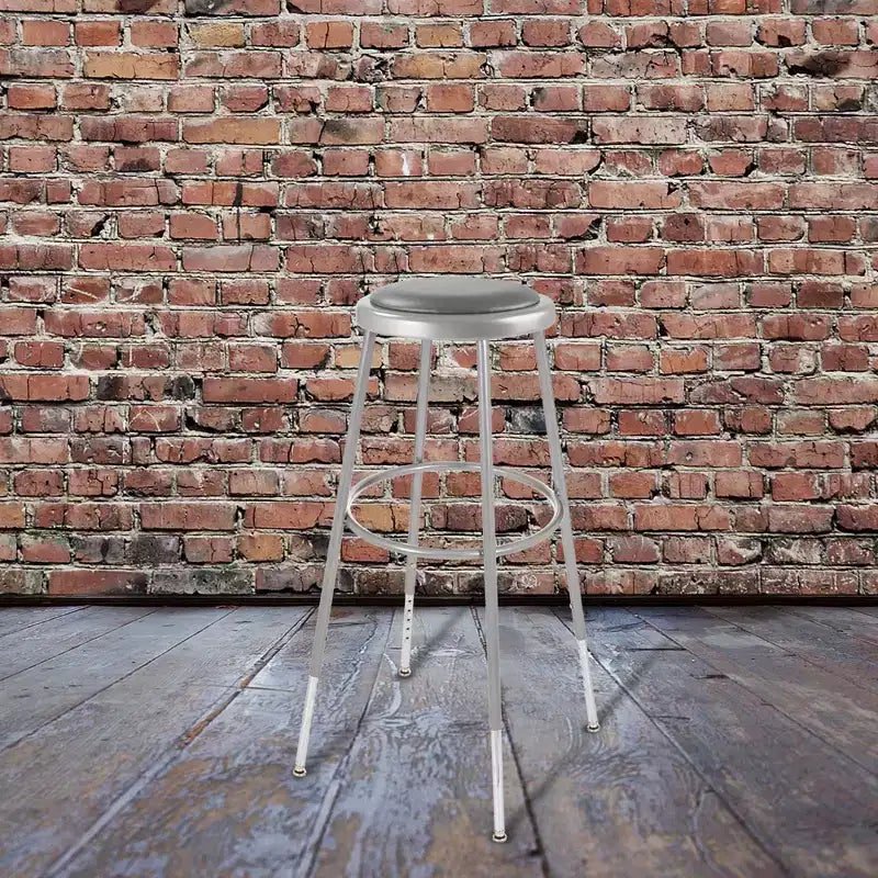 Lot de 2 tabourets réglables en hauteur de 81 à 99 cm gris - Revêtement en vinyle, structure en acier, sans accoudoirs