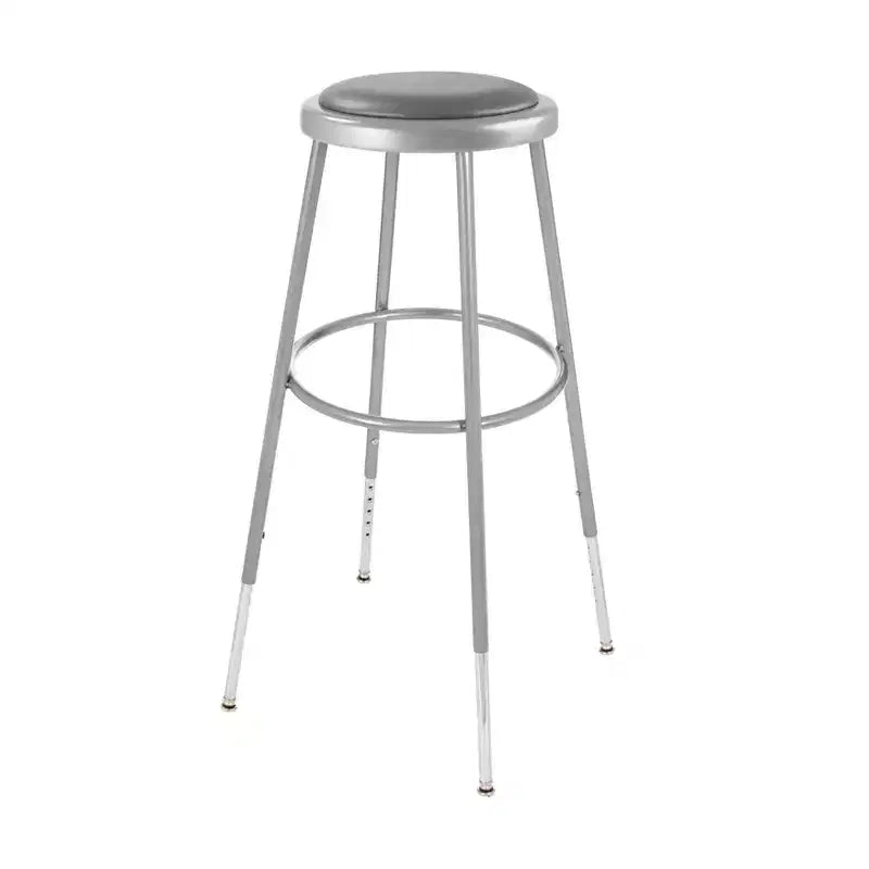 Lot de 2 tabourets réglables en hauteur de 81 à 99 cm gris - Revêtement en vinyle, structure en acier, sans accoudoirs