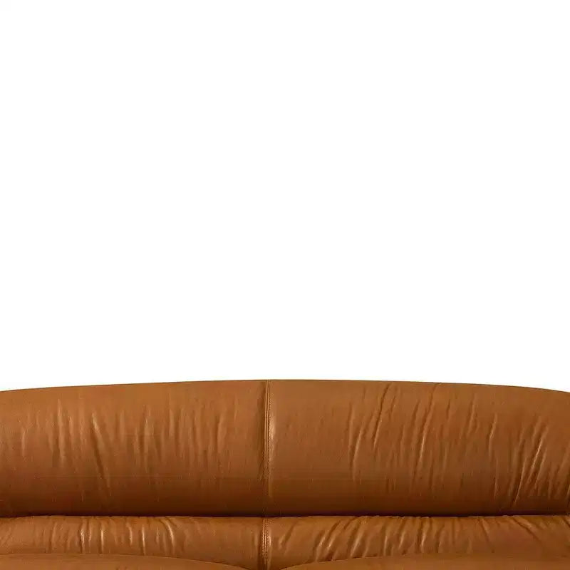 Canapé de 168 cm en cuir cognac - Piètement métallique contemporain, Rembourrage moelleux, Quatre places