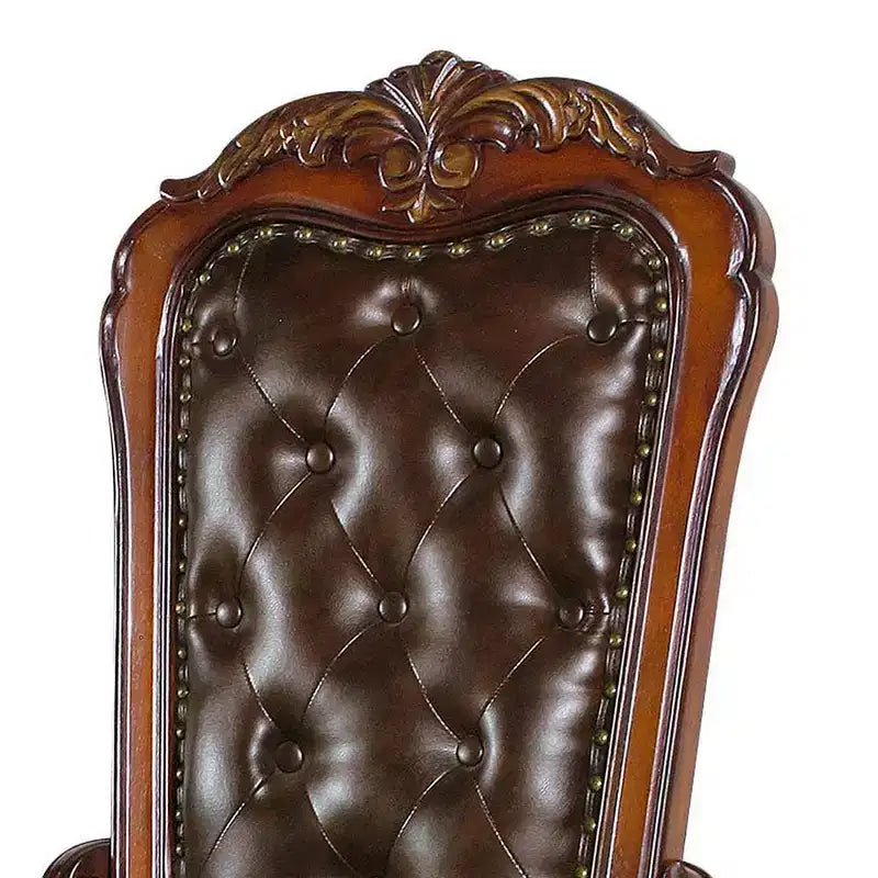 Fauteuil d'appoint en cuir PU 21" – Finition chêne cerise, structure en bois, aucun assemblage requis