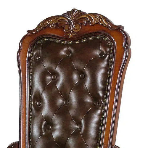 Fauteuil d'appoint en cuir PU 21" – Finition chêne cerise, structure en bois, aucun assemblage requis