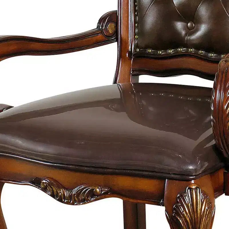 Fauteuil d'appoint en cuir PU 21" – Finition chêne cerise, structure en bois, aucun assemblage requis