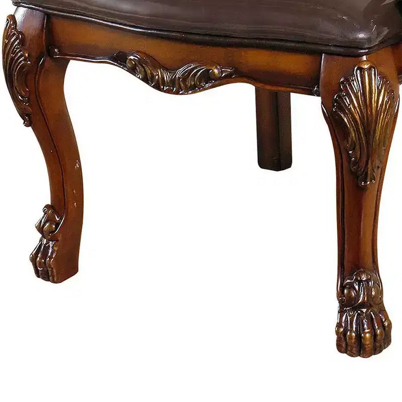 Fauteuil d'appoint en cuir PU 21" – Finition chêne cerise, structure en bois, aucun assemblage requis