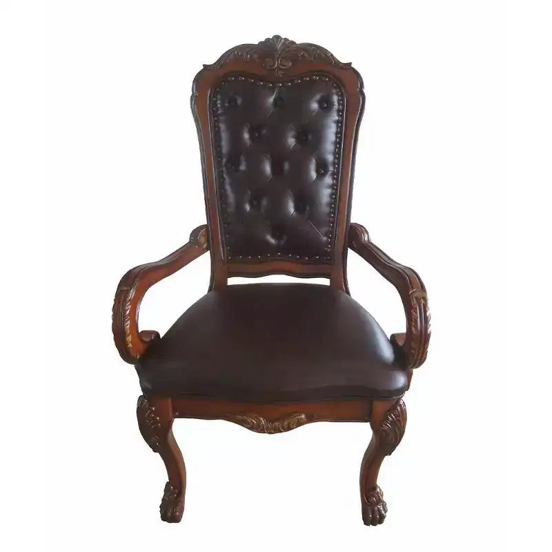 Fauteuil d'appoint en cuir PU 21" – Finition chêne cerise, structure en bois, aucun assemblage requis