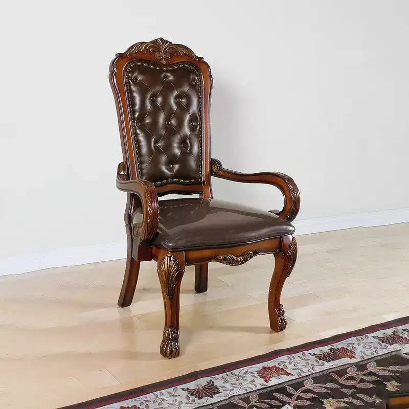 Fauteuil d'appoint en cuir PU 21" – Finition chêne cerise, structure en bois, aucun assemblage requis
