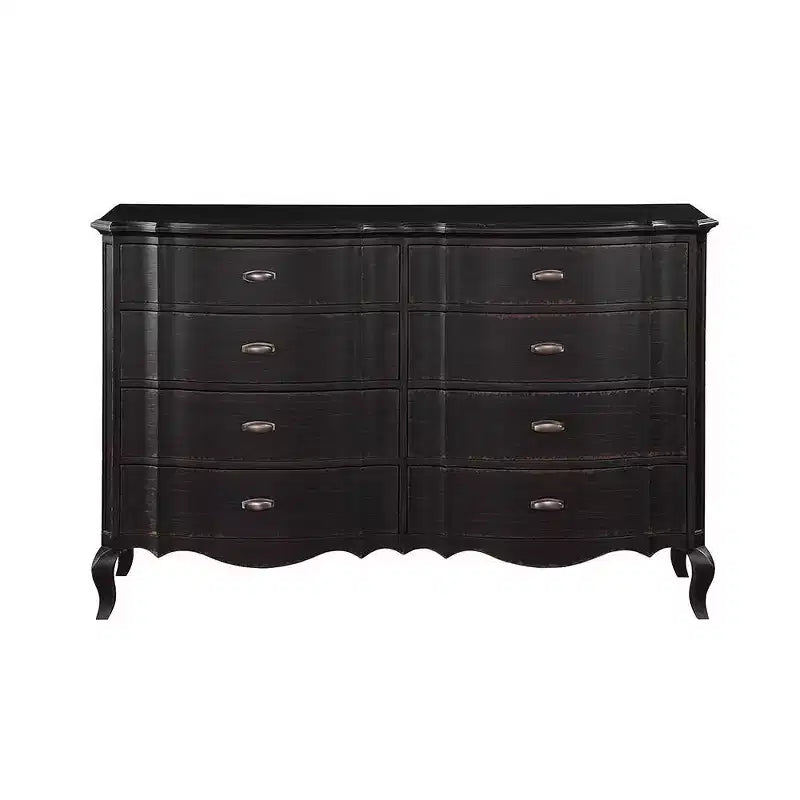 Commode noire antique de 64 po – 5 tiroirs, bois composite, aucun assemblage requis