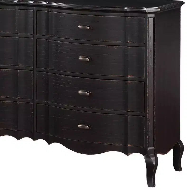 Commode noire antique de 64 po – 5 tiroirs, bois composite, aucun assemblage requis