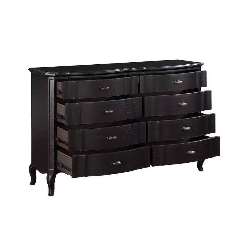 Commode noire antique de 64 po – 5 tiroirs, bois composite, aucun assemblage requis