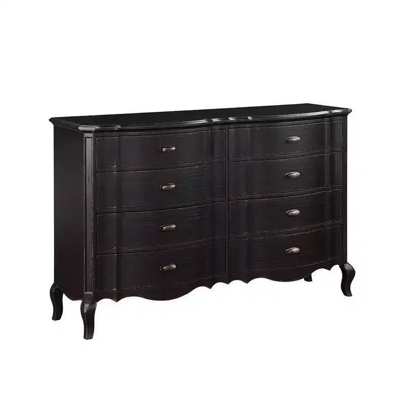 Commode noire antique de 64 po – 5 tiroirs, bois composite, aucun assemblage requis