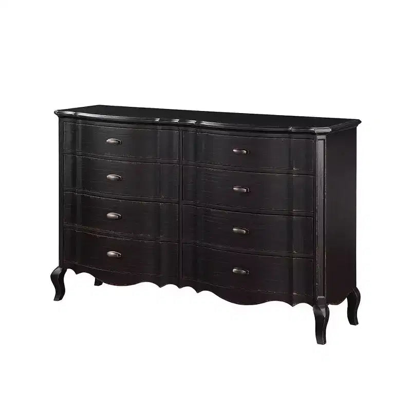 Commode noire antique de 64 po – 5 tiroirs, bois composite, aucun assemblage requis