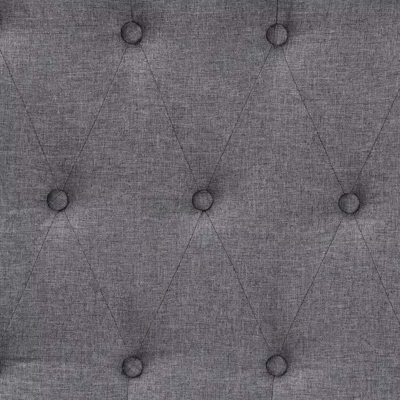 Tête de lit King en tissu et bois – Gris/Noyer marron, capitonnée, 5 réglages de hauteur