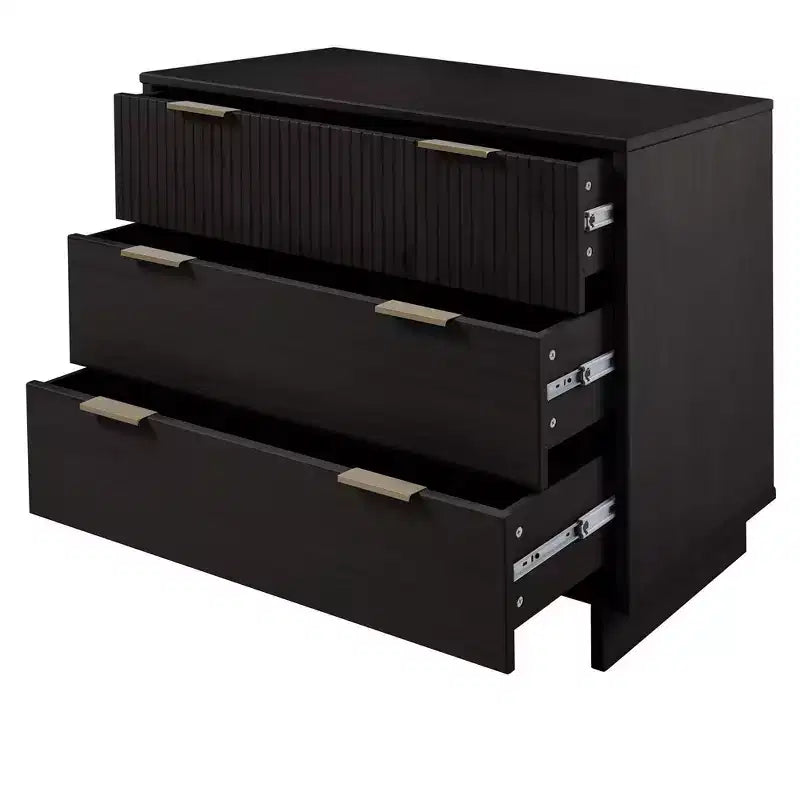 Commode moderne à 3 tiroirs - Cadre en bois, finition peinte, quincaillerie anti-basculement