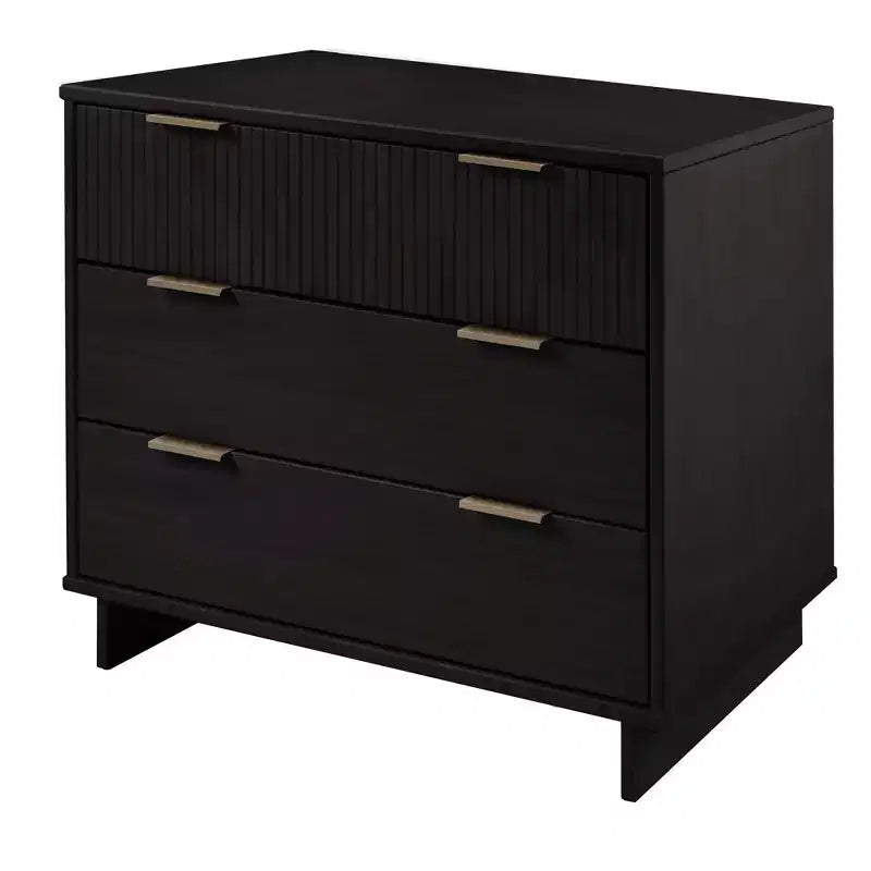 Commode moderne à 3 tiroirs - Cadre en bois, finition peinte, quincaillerie anti-basculement