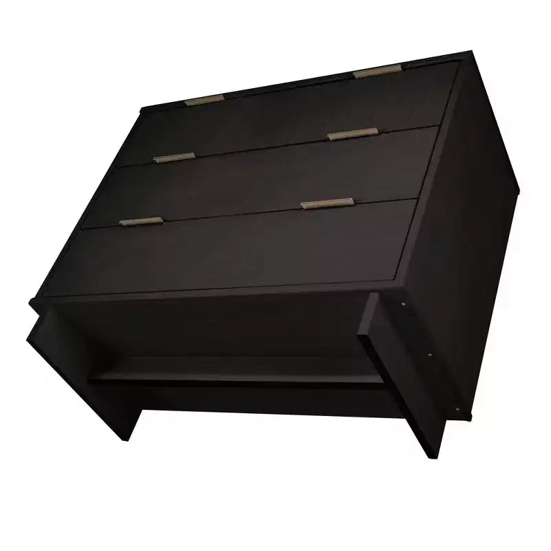 Commode moderne à 3 tiroirs - Cadre en bois, finition peinte, quincaillerie anti-basculement
