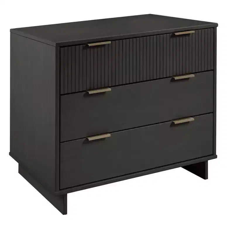 Commode moderne à 3 tiroirs - Cadre en bois, finition peinte, quincaillerie anti-basculement
