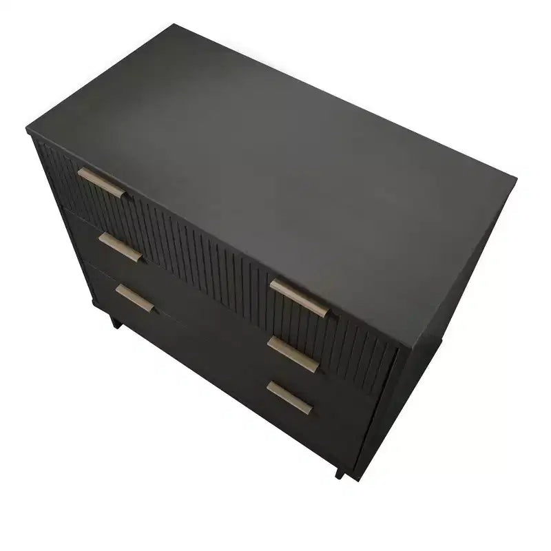 Commode moderne à 3 tiroirs - Cadre en bois, finition peinte, quincaillerie anti-basculement
