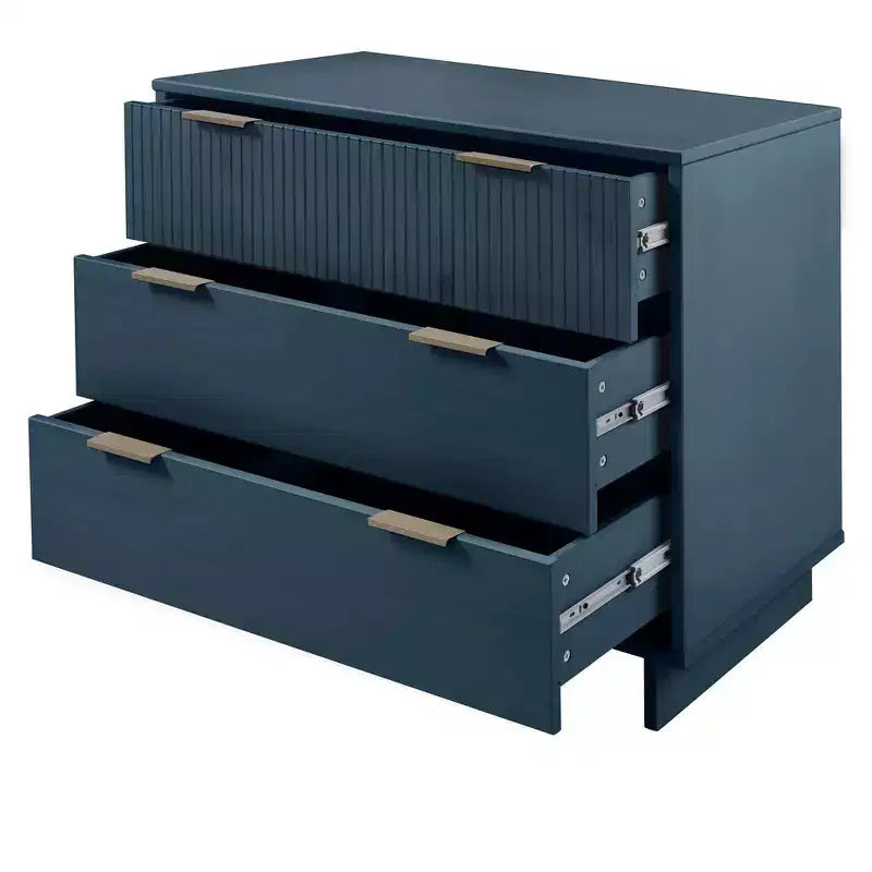 Commode moderne à 3 tiroirs - Cadre en bois, finition peinte, quincaillerie anti-basculement