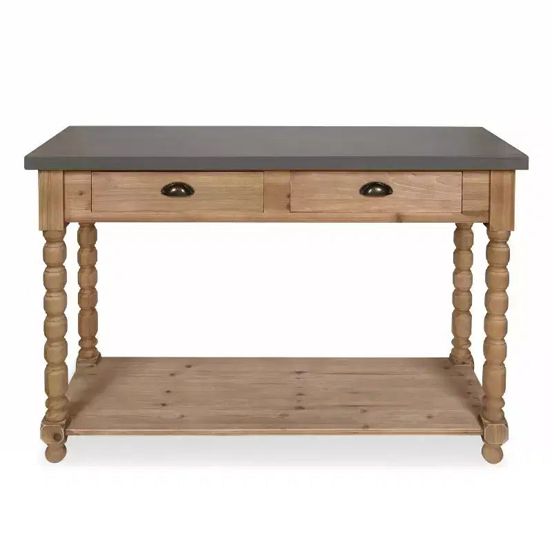 Table console rectangulaire en bois 48" – Style rustique marron, milieu du siècle moderne