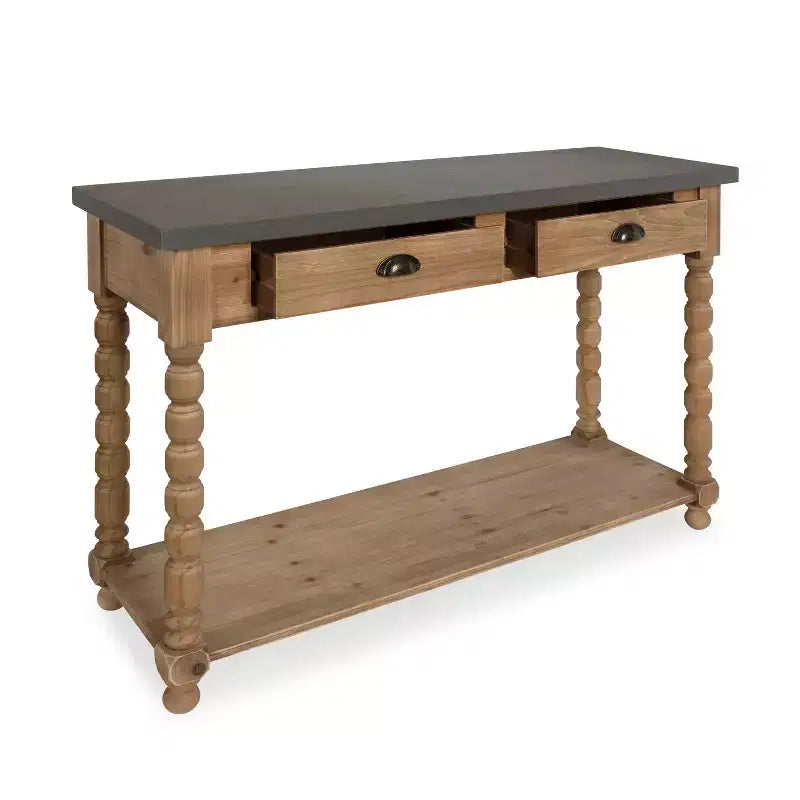 Table console rectangulaire en bois 48" – Style rustique marron, milieu du siècle moderne