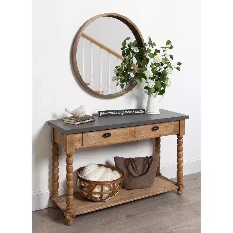 Table console rectangulaire en bois 48" – Style rustique marron, milieu du siècle moderne