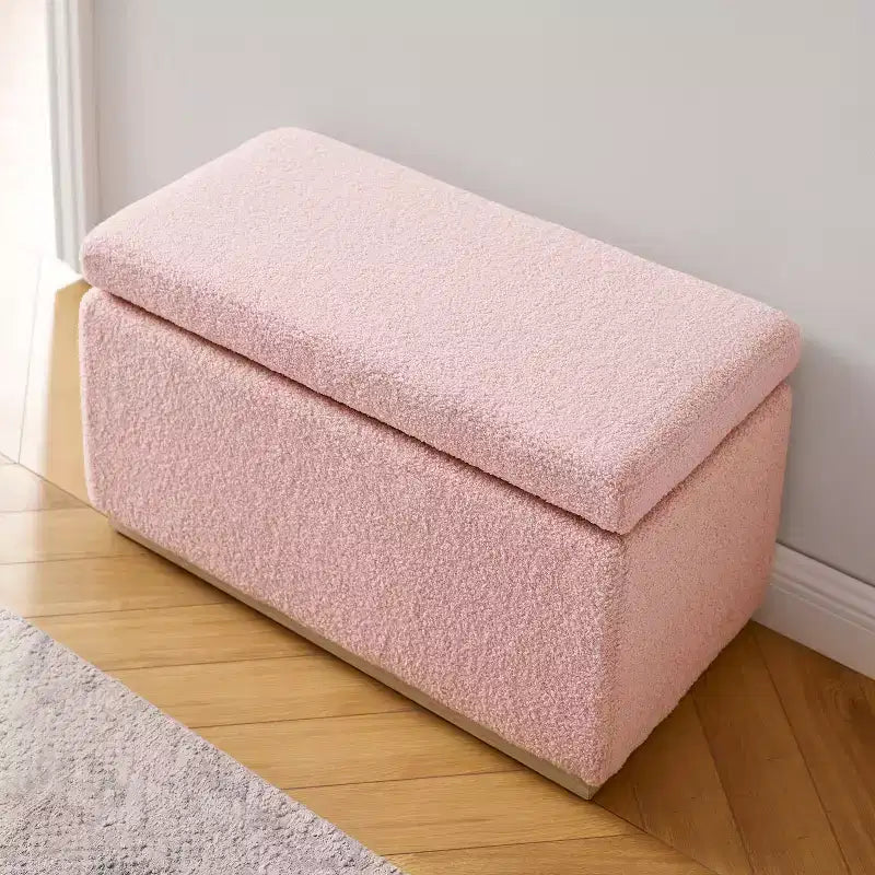 Pouf de rangement rectangulaire - Structure en bois naturel, coussin en mousse, capacité de 90 kg