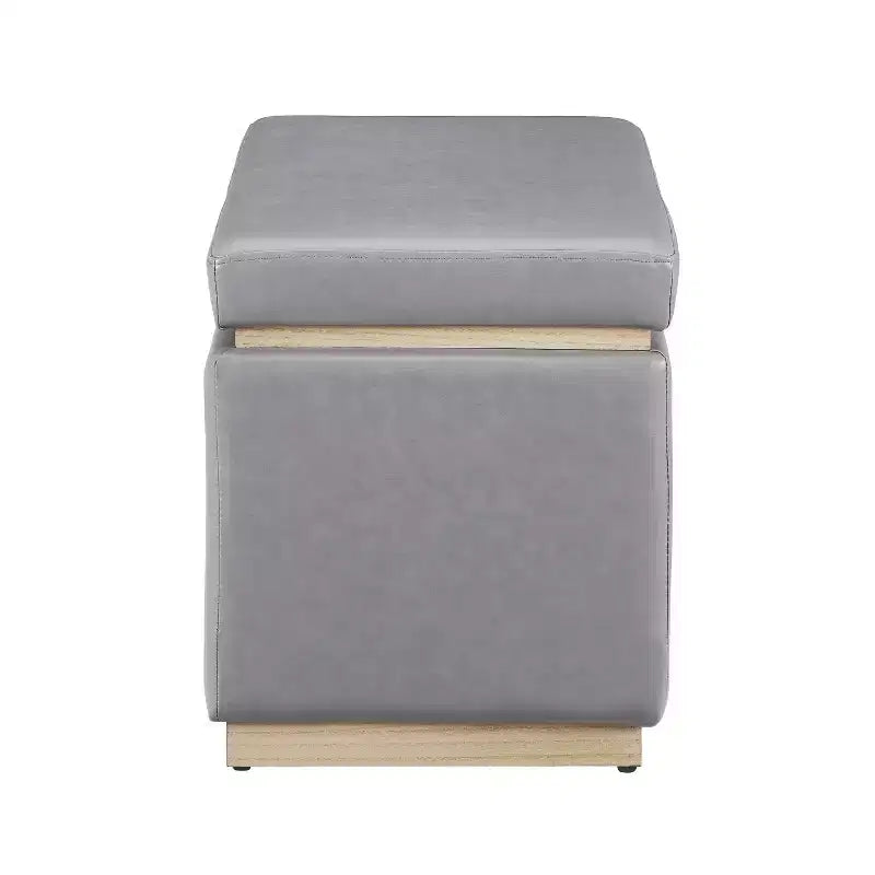 Pouf de rangement rectangulaire - Structure en bois naturel, coussin en mousse, capacité de 90 kg