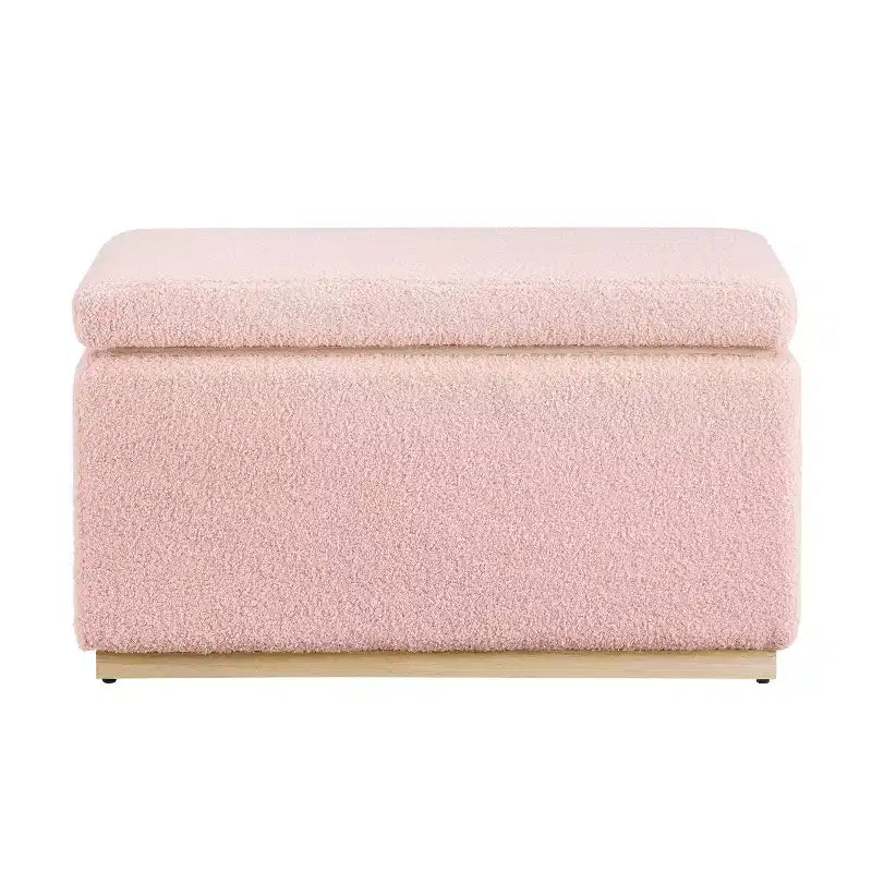 Pouf de rangement rectangulaire - Structure en bois naturel, coussin en mousse, capacité de 90 kg