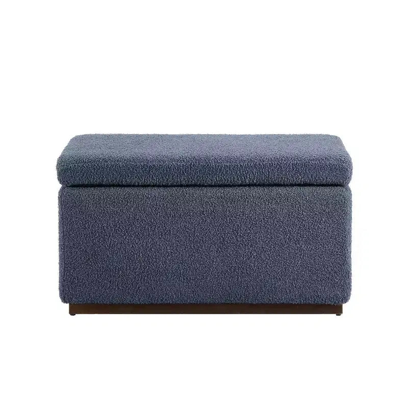 Pouf de rangement rectangulaire - Structure en bois naturel, coussin en mousse, capacité de 90 kg