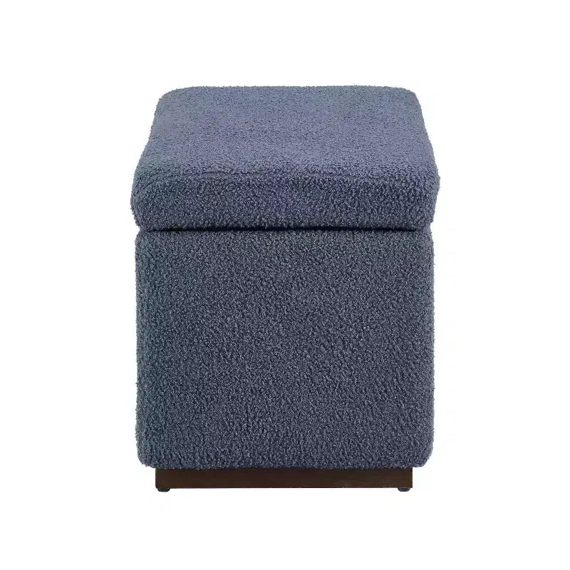 Pouf de rangement rectangulaire - Structure en bois naturel, coussin en mousse, capacité de 90 kg