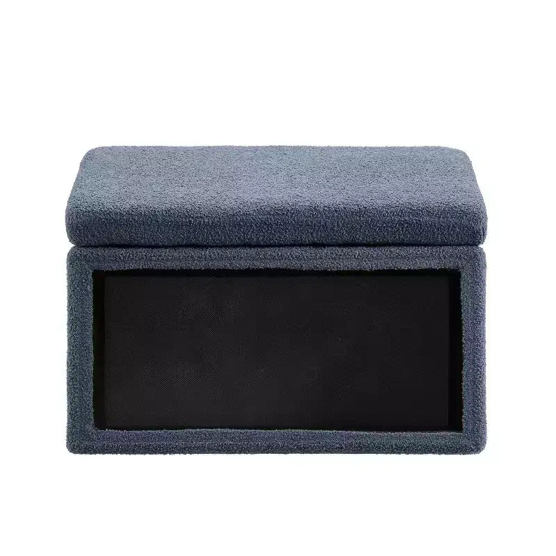 Pouf de rangement rectangulaire - Structure en bois naturel, coussin en mousse, capacité de 90 kg