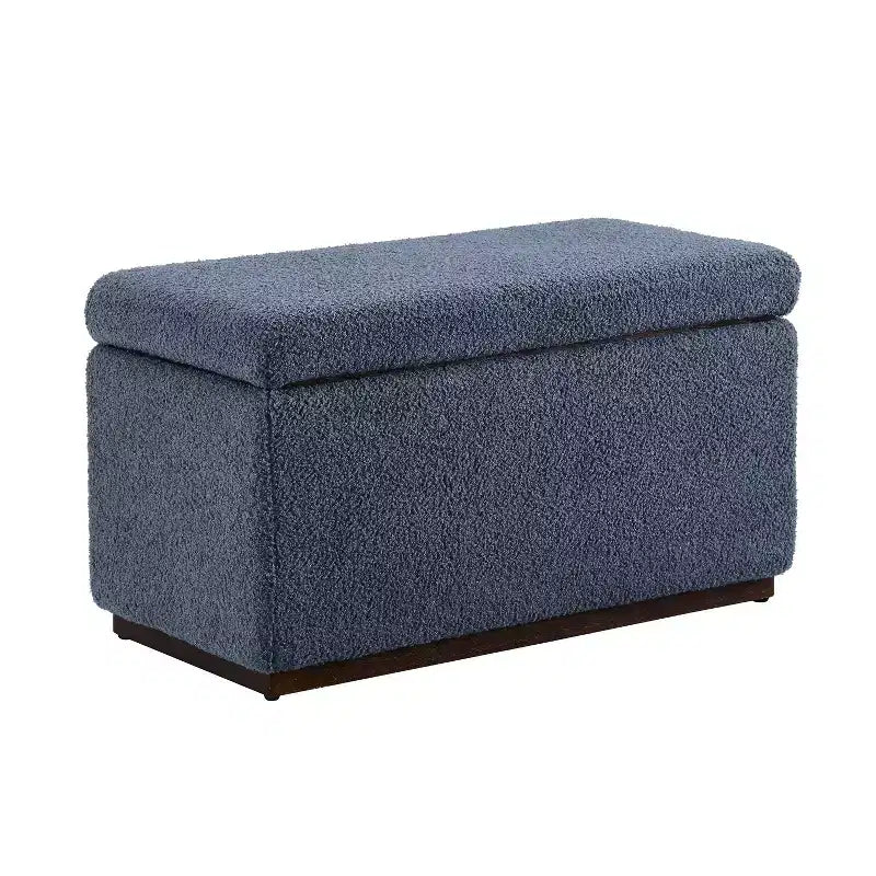 Pouf de rangement rectangulaire - Structure en bois naturel, coussin en mousse, capacité de 90 kg