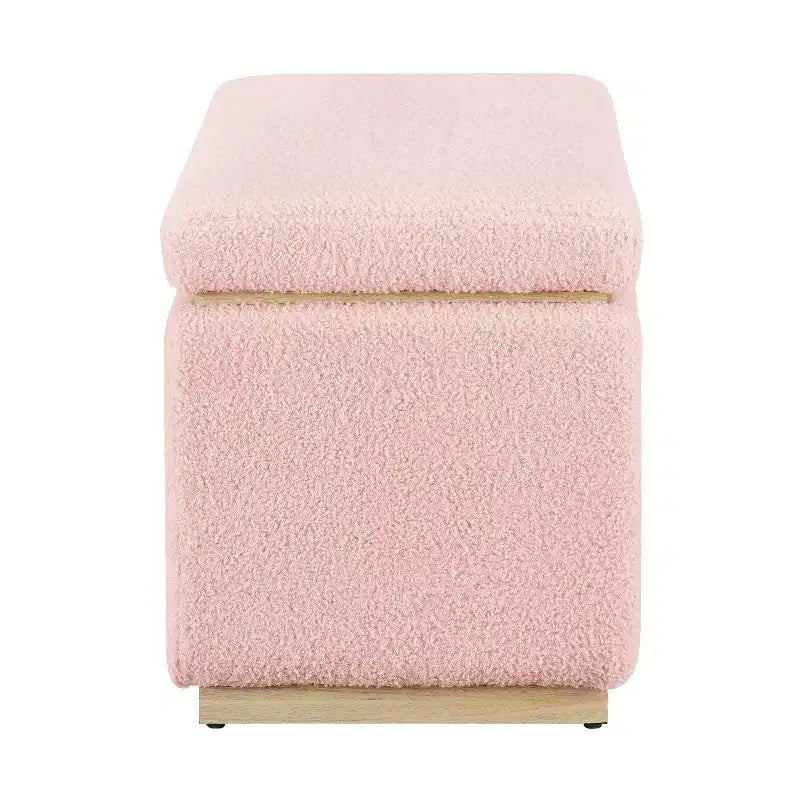 Pouf de rangement rectangulaire - Structure en bois naturel, coussin en mousse, capacité de 90 kg