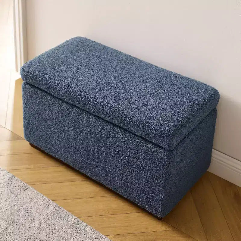 Pouf de rangement rectangulaire - Structure en bois naturel, coussin en mousse, capacité de 90 kg