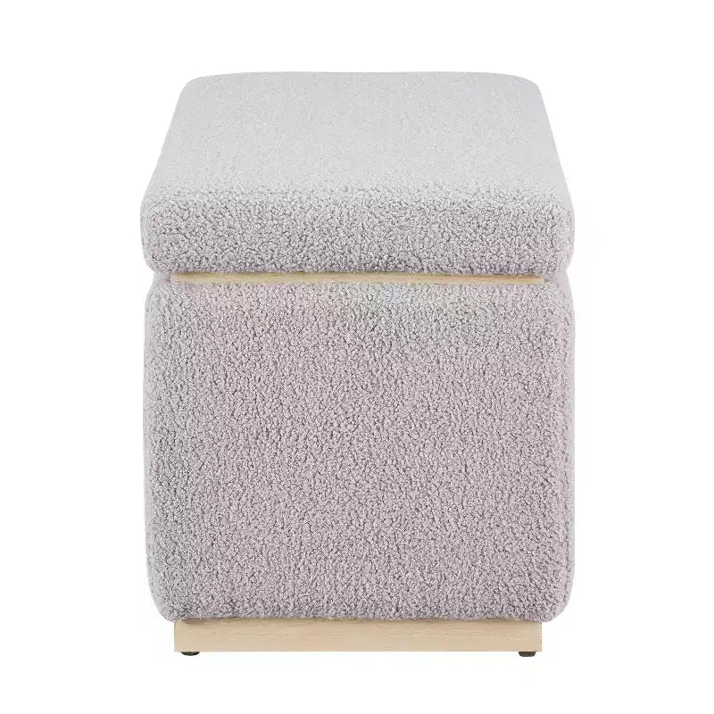 Pouf de rangement rectangulaire - Structure en bois naturel, coussin en mousse, capacité de 90 kg