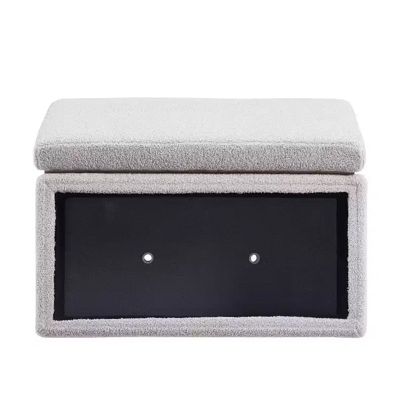 Pouf de rangement rectangulaire - Structure en bois naturel, coussin en mousse, capacité de 90 kg