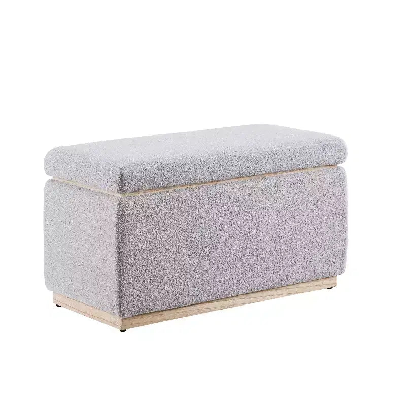 Pouf de rangement rectangulaire - Structure en bois naturel, coussin en mousse, capacité de 90 kg